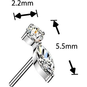 Titan Top Top Marquise und runde Zirkonia Push-In - Image 4