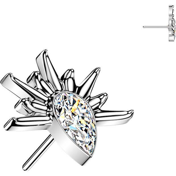 Titan Top Top halbe Sonne Tropfen Zirkonia Push-In - Image 3