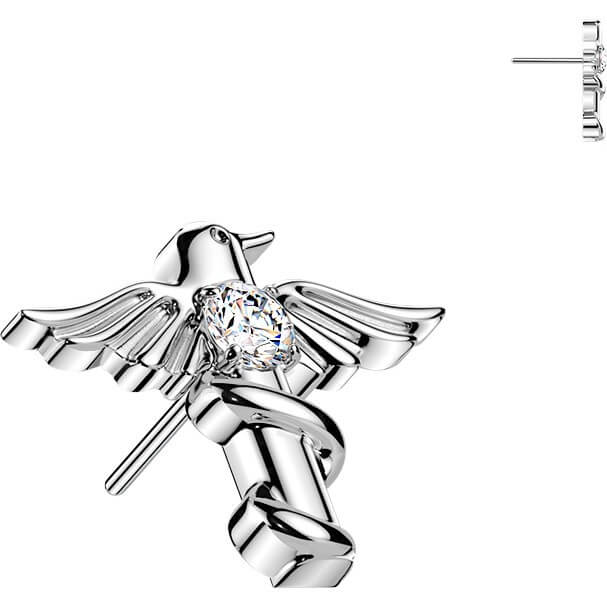 Titan Top Top Vogel und runde Zirkonia Push-In - Image 3