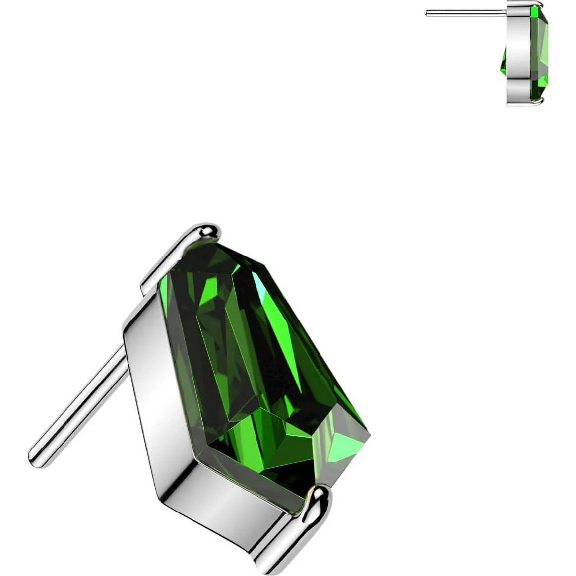 Titan Top Top Smaragdschliff Sechseck Kite Zirkonia Push-In - Image 6