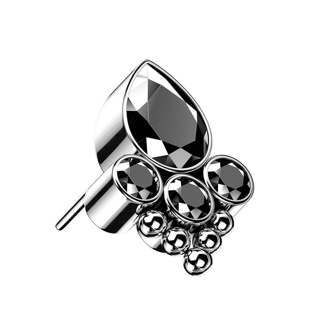 Titan Top Top Tropfen 4 Zirkonia Silber Push-In - Image 3