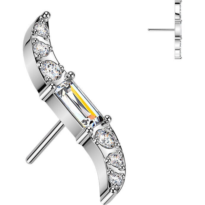 Titan Top Top Welle mit Baguette Zirkonia Mitte und runder gefasster Zirkonia Push-In - Image 3