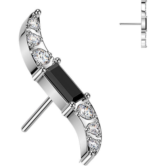 Titan Top Top Welle mit Baguette Zirkonia Mitte und runder gefasster Zirkonia Push-In - Image 4