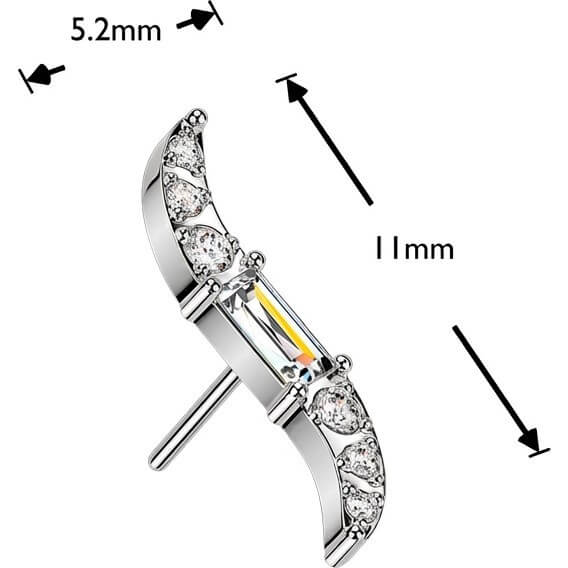 Titan Top Top Welle mit Baguette Zirkonia Mitte und runder gefasster Zirkonia Push-In - Image 5
