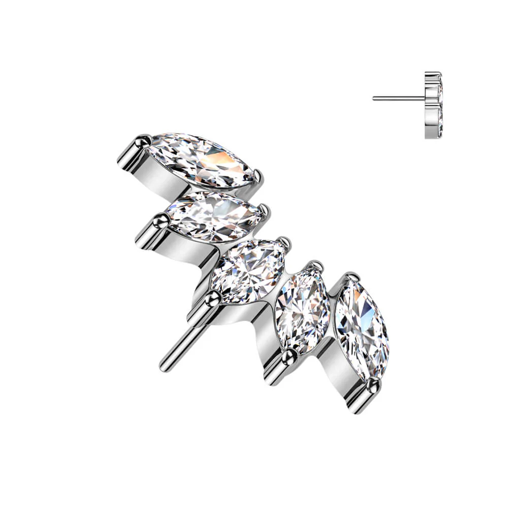 Titan Top Top Marquise Schliff 5 Zirkonia Push-In - Image 3