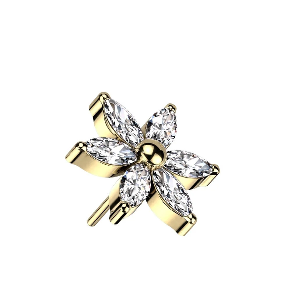 Top Top Blume Marquise Schliff Zirkonia Push-In - Image 4