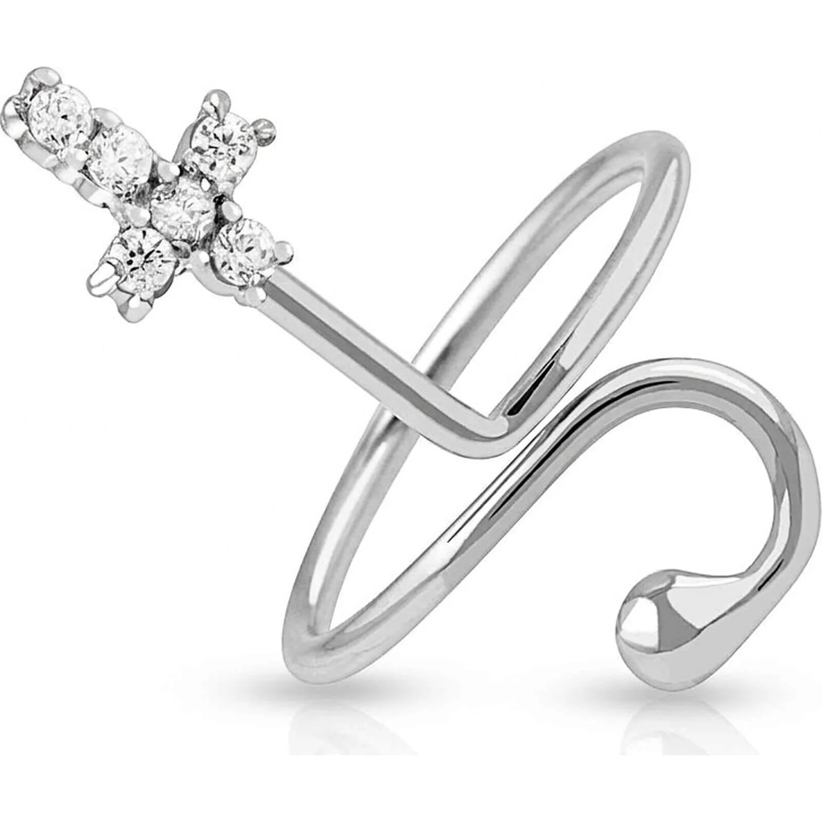 Fingerring Kreuz Verstellbar Zirkonia Silber
