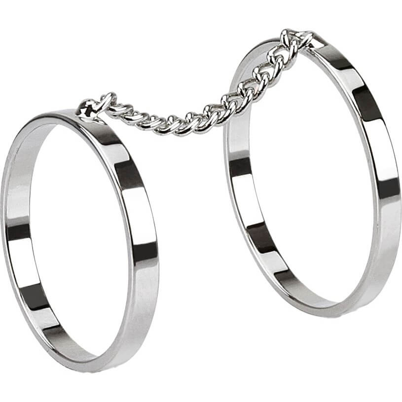 Fingerring Doppelring Kette Silber