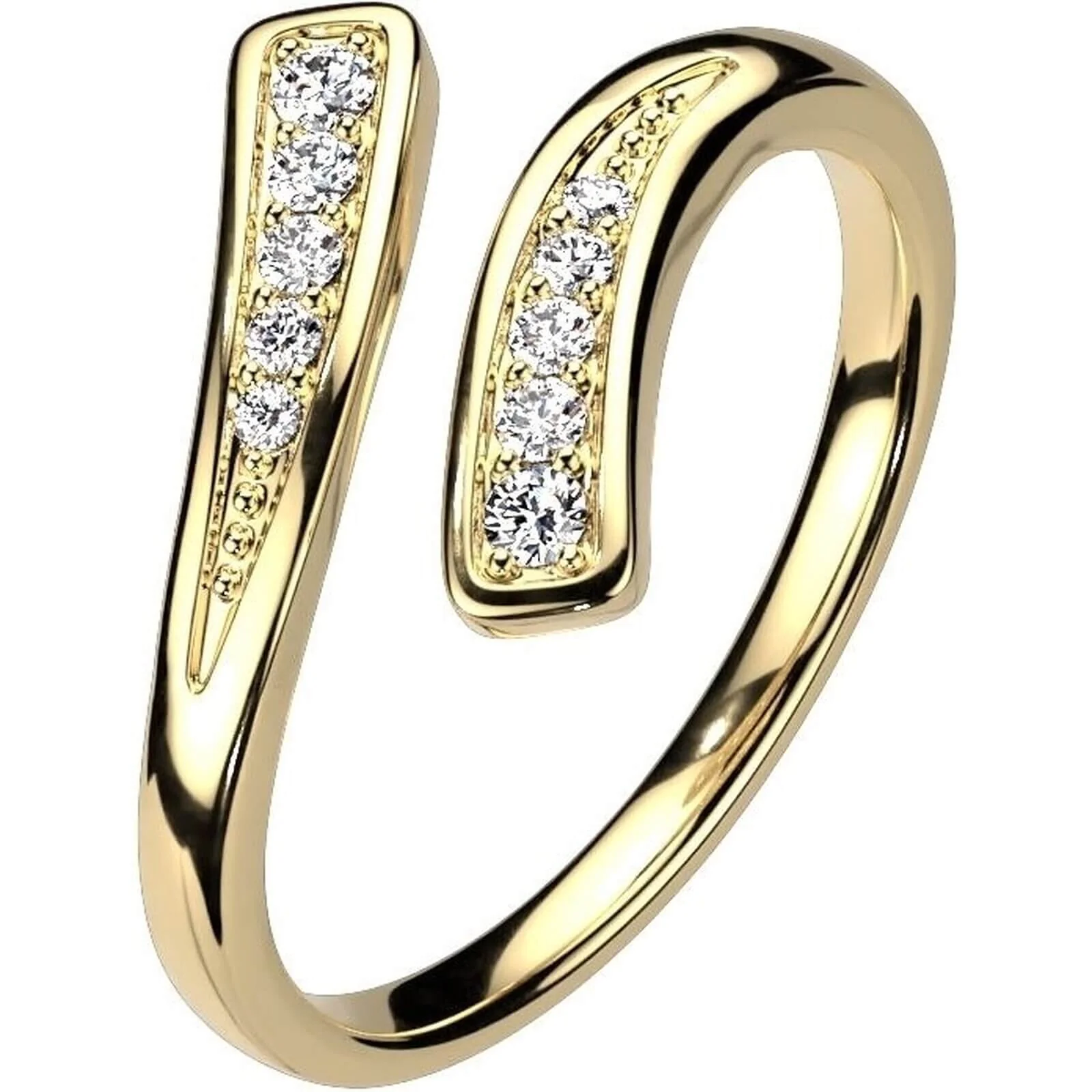 Fingerring Doppel Linie Verstellbar Zirkonia