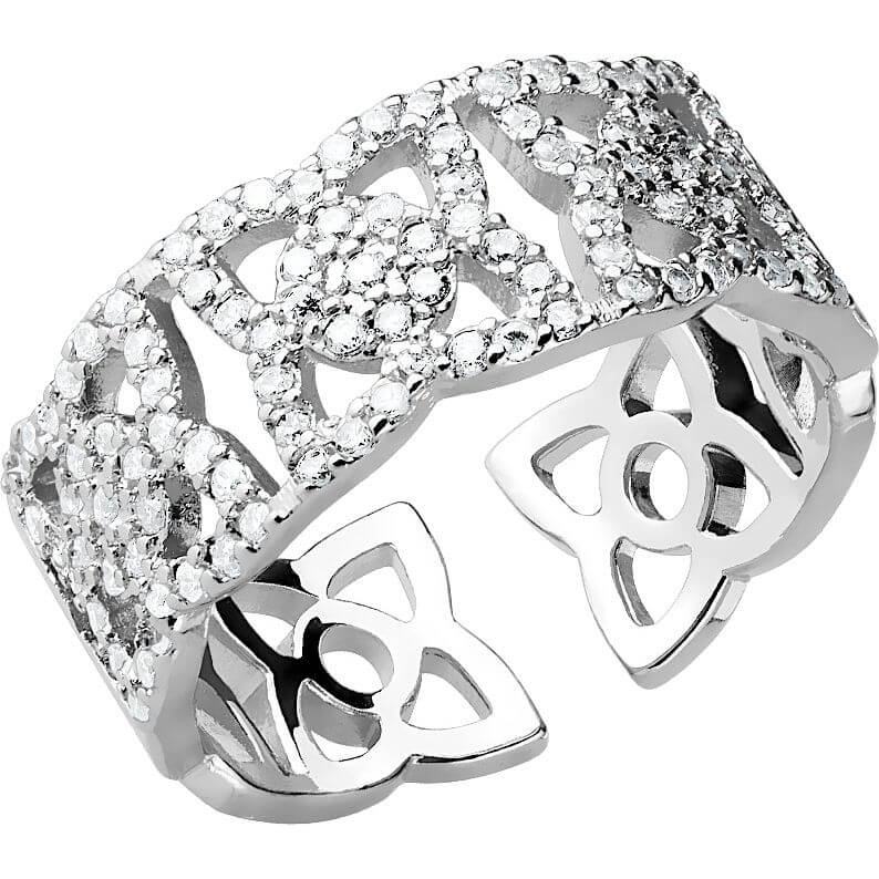 Fingerring Blumen Zirkonia Verstellbar Silber