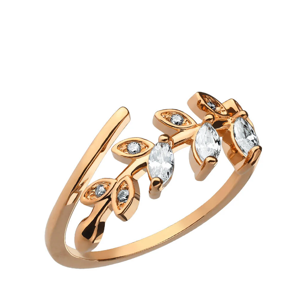 Fingerring Blätter Zirkonia Verstellbar Gold - Image 3