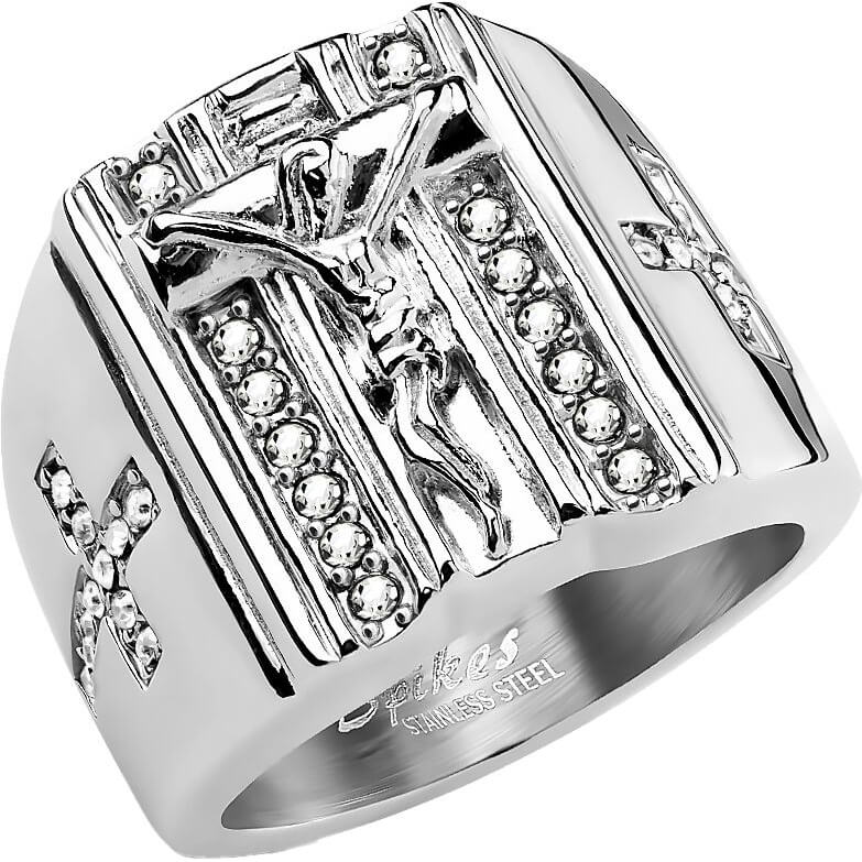 Fingerring Jesuskreuz Zirkonia Silber