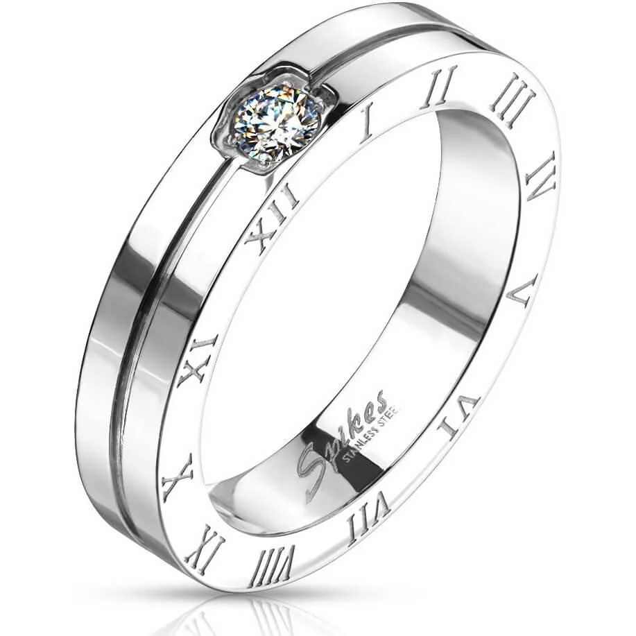 Fingerring Zifferblatt Zirkonia Silber