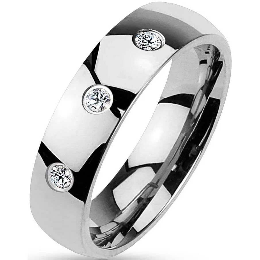 Fingerring 3 Zirkonia Silber