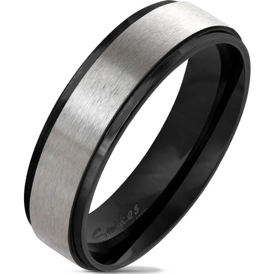 Fingerring Schwarz Silber