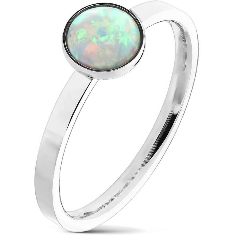 Fingerring Opal Rund Silber