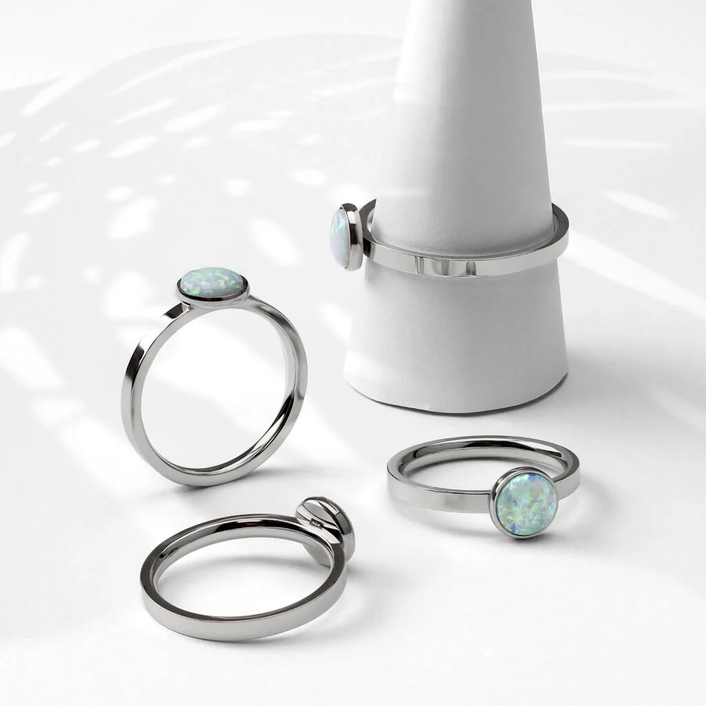 Fingerring Opal Rund Silber - Image 2