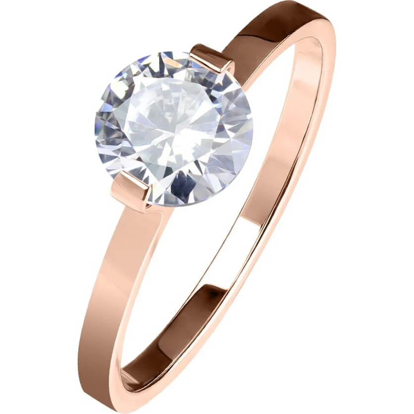 Fingerring Zirkonia Rund Roségold
