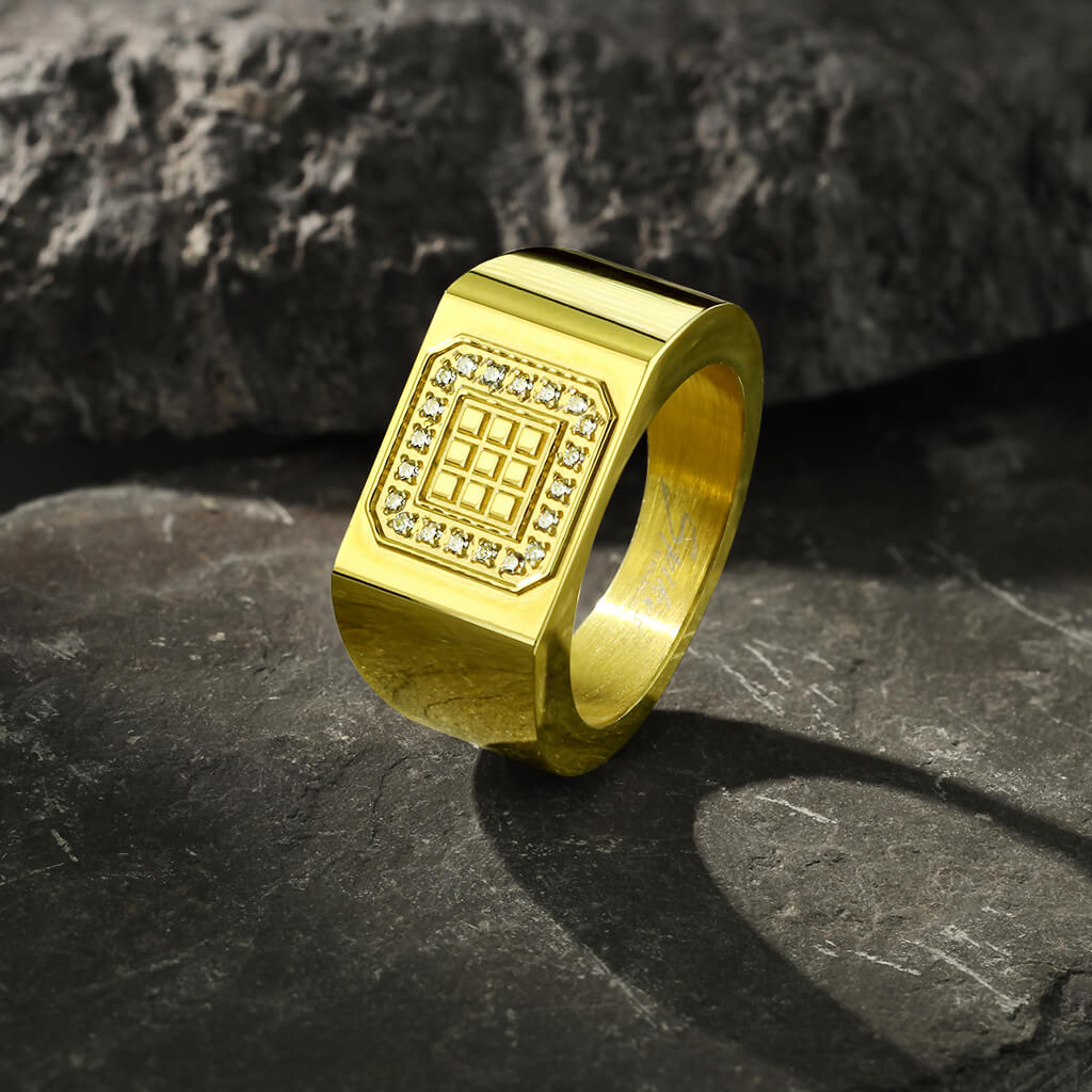 Fingerring Quadrat Zirkonia Gold - Image 4