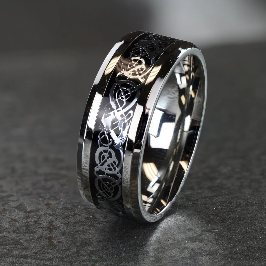 Fingerring Keltischer Drache Schwarz Silber - Image 2