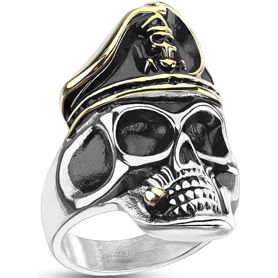 Fingerring Totenkopf Pirat Silber Gold