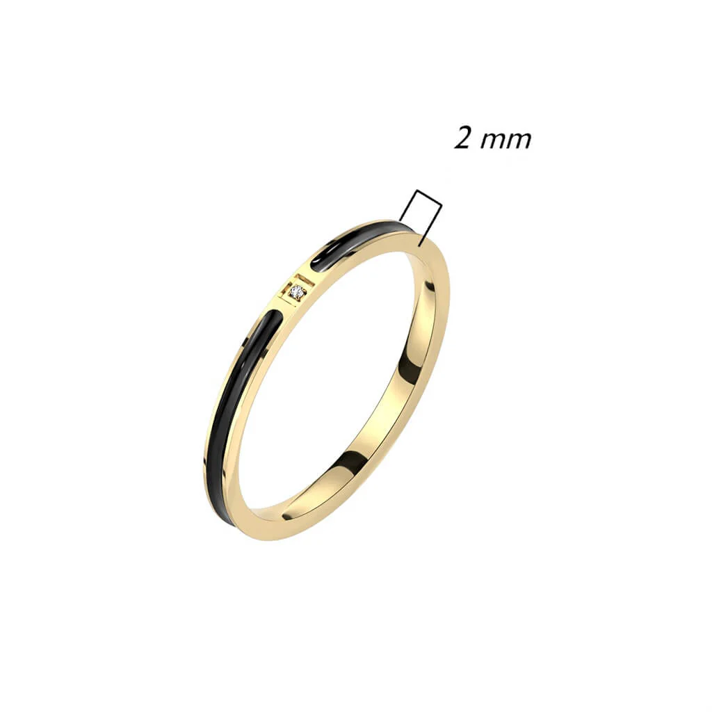 Fingerring Zirkonia Schwarz Gold - Image 2