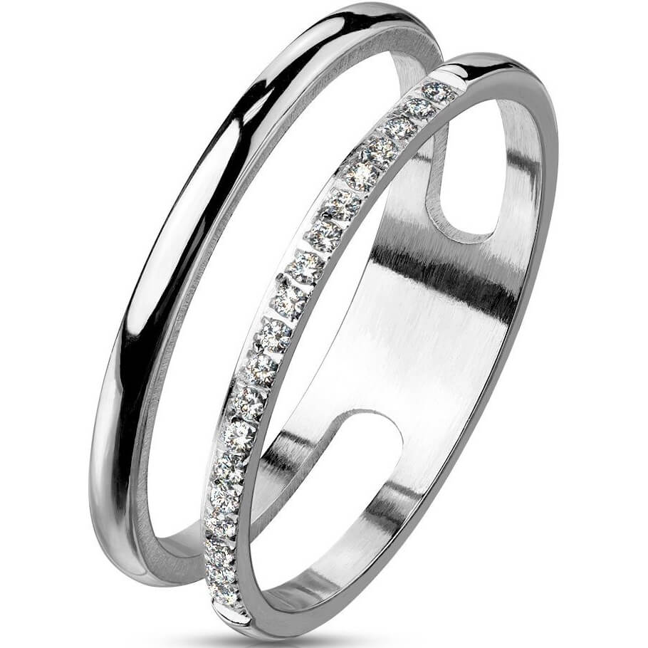 Fingerring Doppel Ring Zirkonia Silber