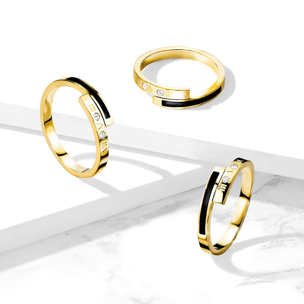 Fingerring Zirkonia Ziffer Gravur Gold - Image 2