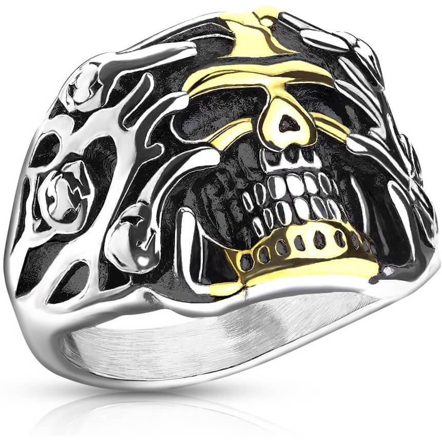 Fingerring Totenkopf Gold Silber