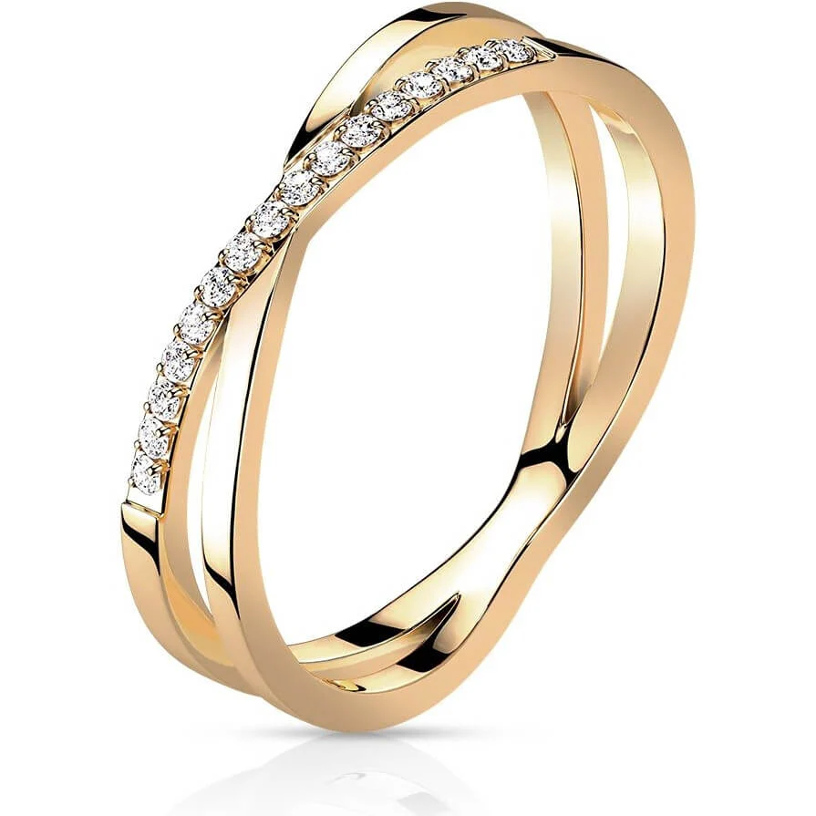 Fingerring Gekreuzt Zirkonia Roségold