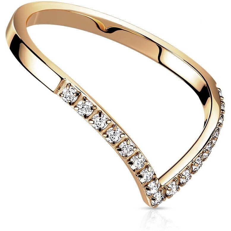 Fingerring Chevron Zirkonia Roségold