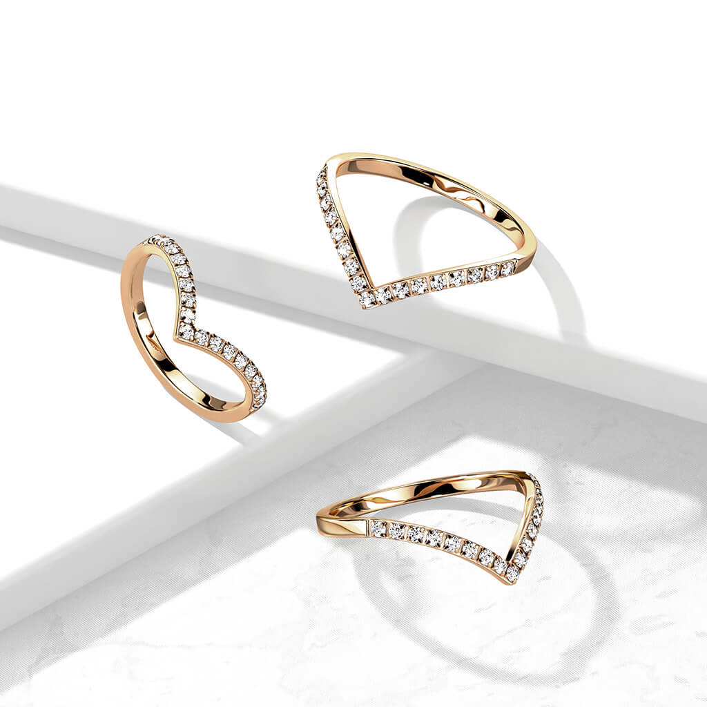 Fingerring Chevron Zirkonia Roségold - Image 2
