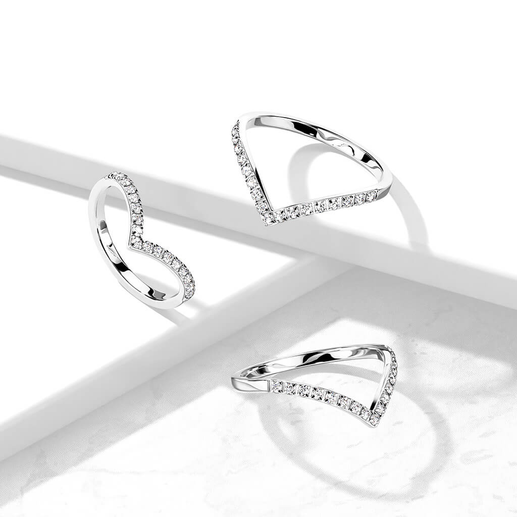 Fingerring Chevron Zirkonia Silber - Image 2