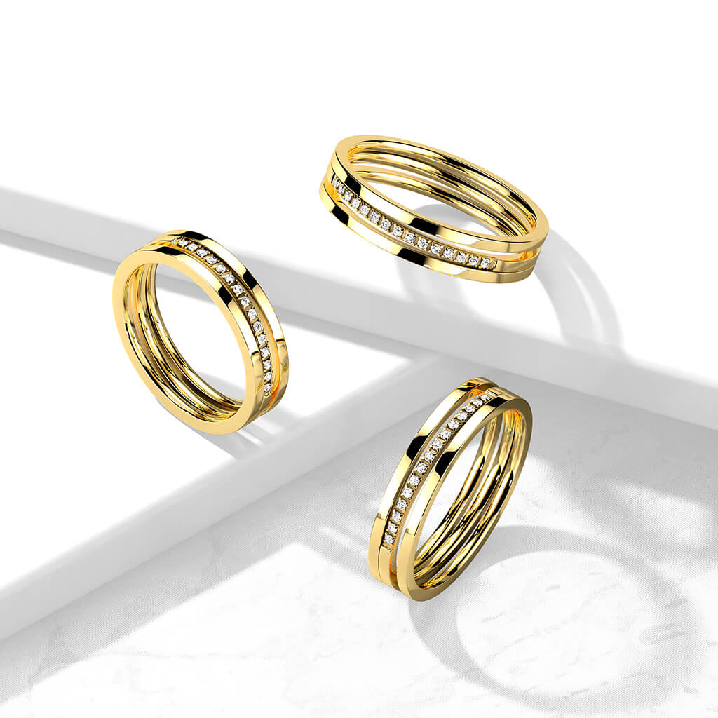 Dreifach Linie Zirkonia Gold - Image 2