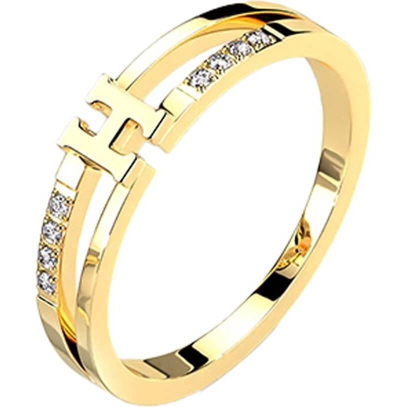 Fingerring H Zirkonia Gold
