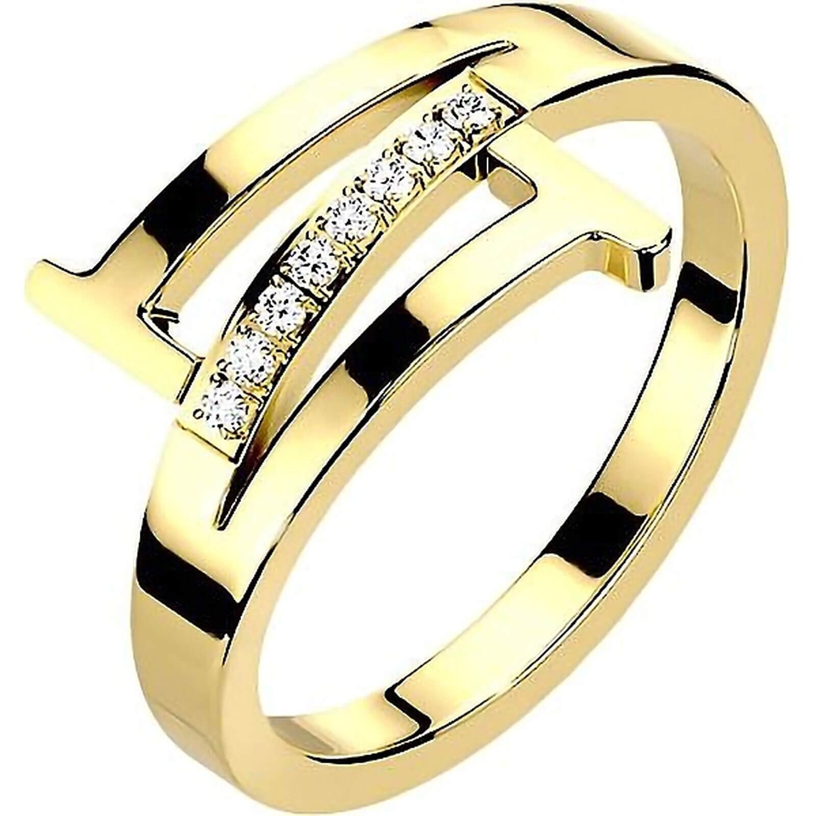 Fingerring Dreireihiger Zirkonia Gold