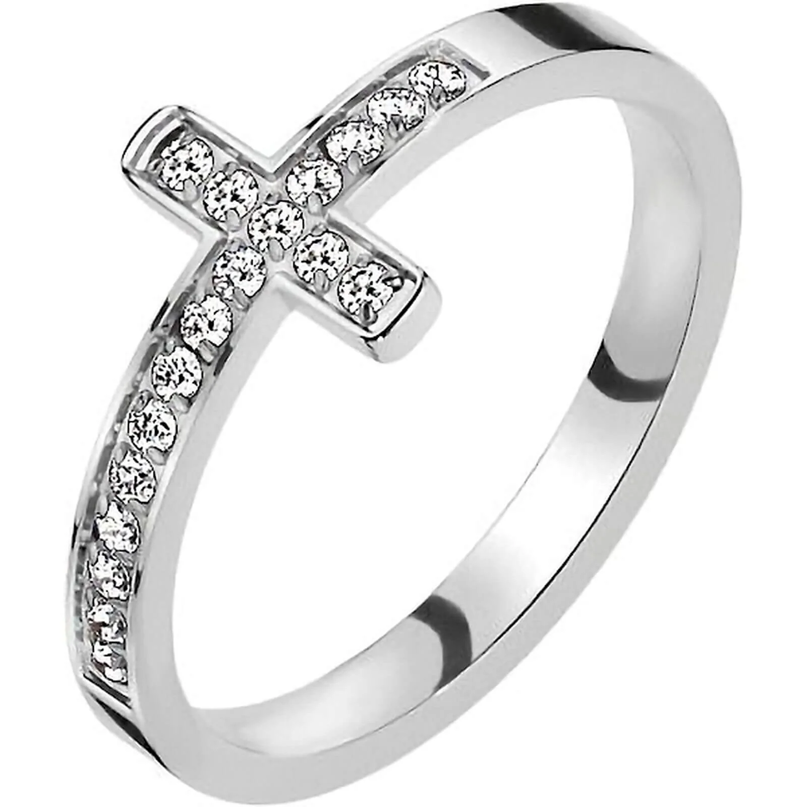 Fingerring Kreuz Zirkonia Silber