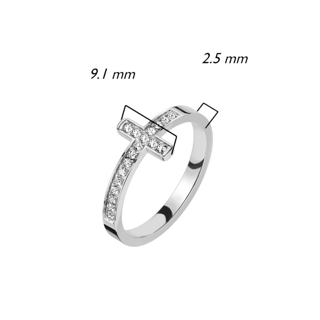 Fingerring Kreuz Zirkonia Silber - Image 2