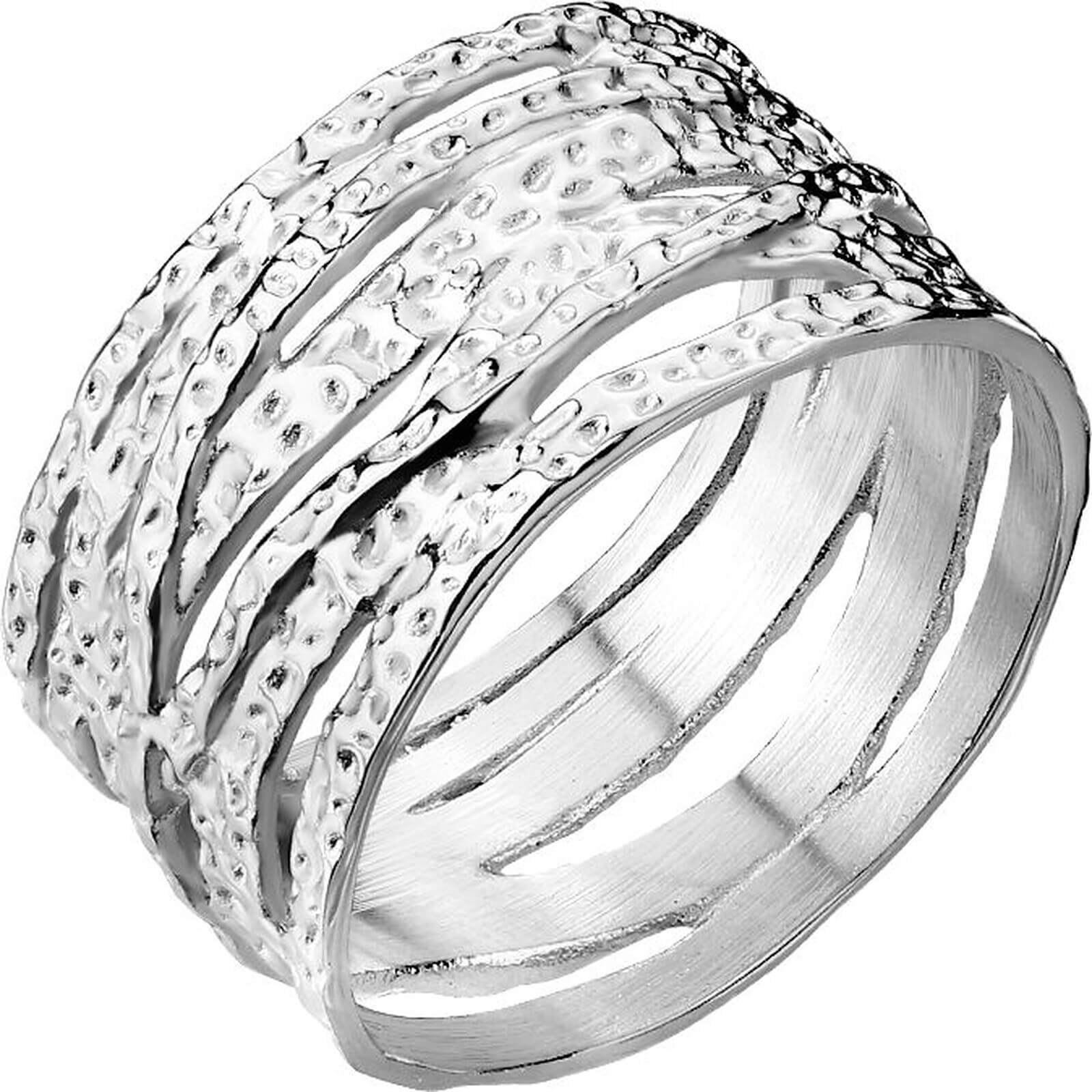 Fingerring Breit verkreuzt gehammerter Ring