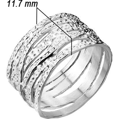 Fingerring Breit verkreuzt gehammerter Ring - Image 3