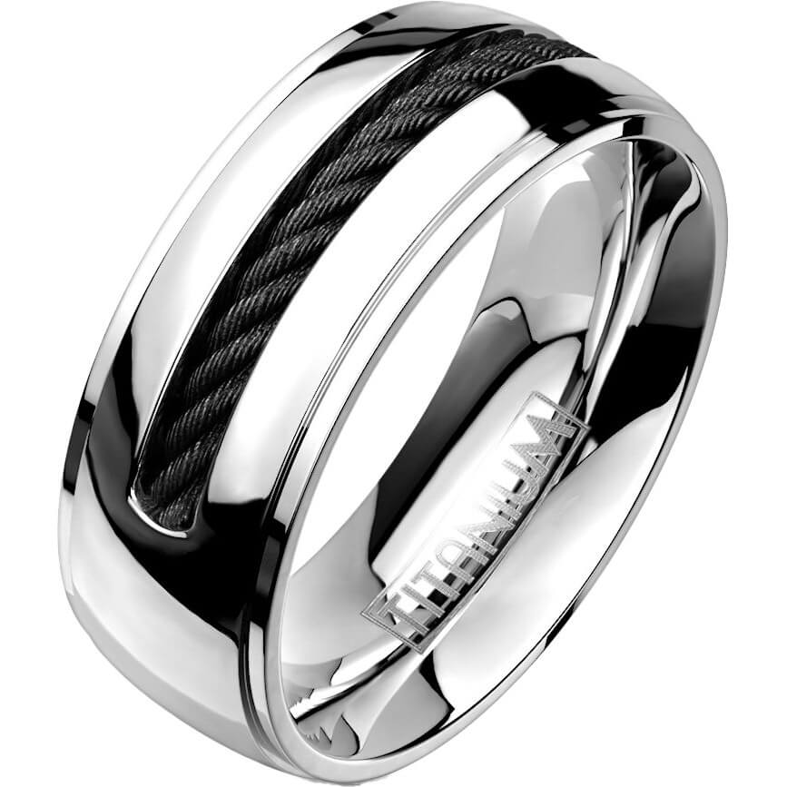 Titan Fingerring Draht Schwarz Silber
