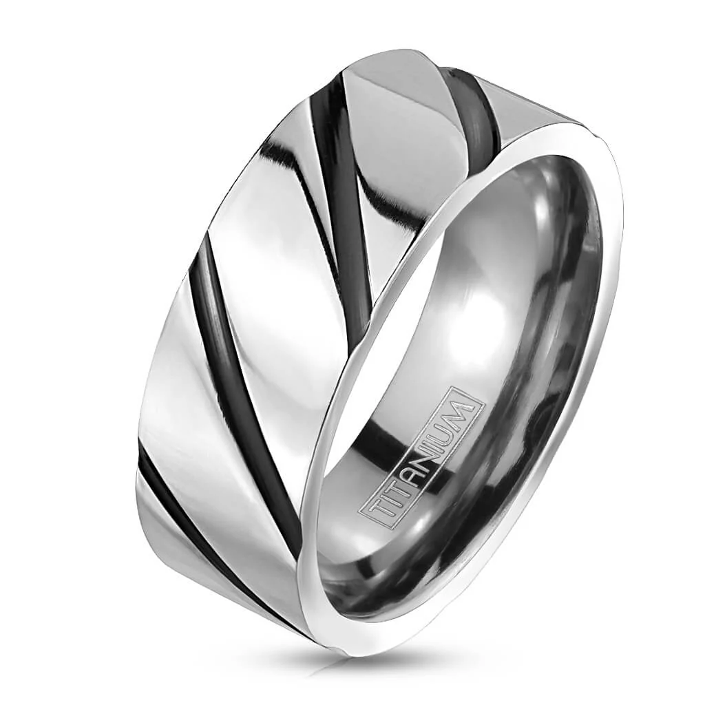 Titan Fingerring Wirbel Schwarz Silber - Image 2