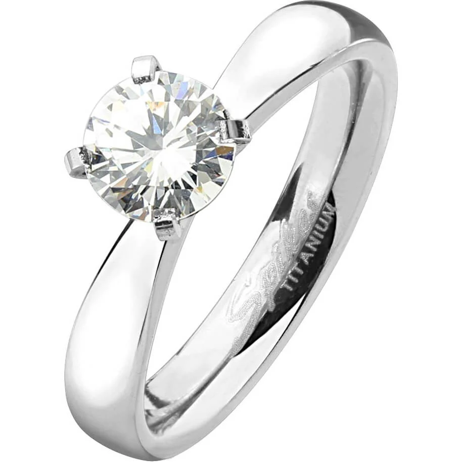 Titan Fingerring Zirkonia Silber