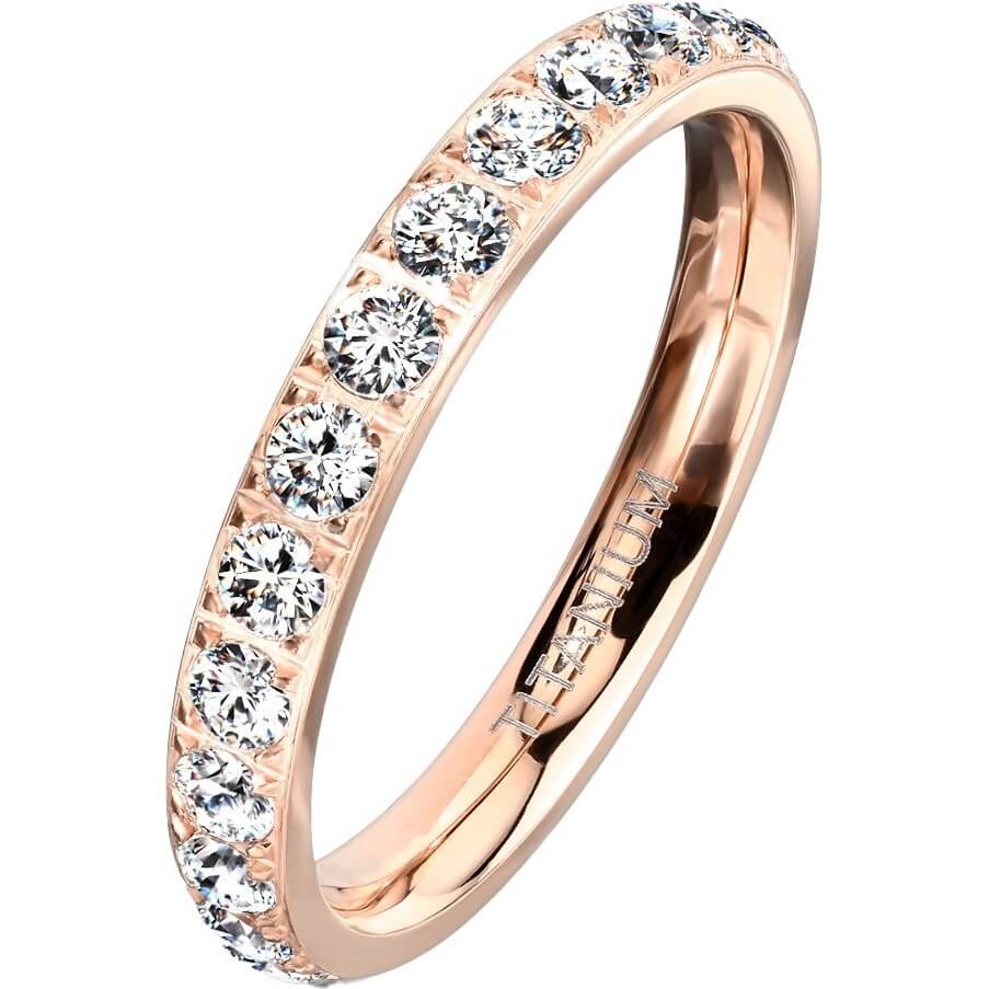 Titan Fingerring Zirkonia Roségold