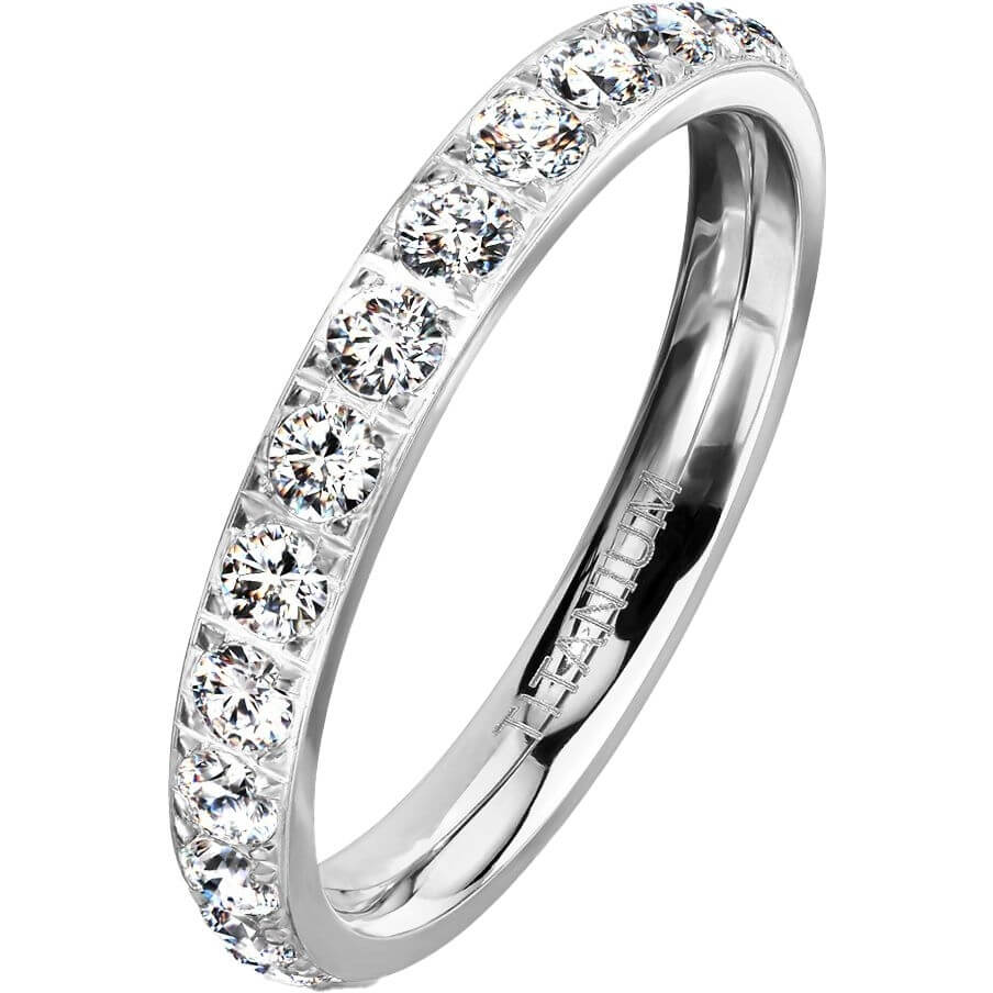 Titan Fingerring Zirkonia Silber
