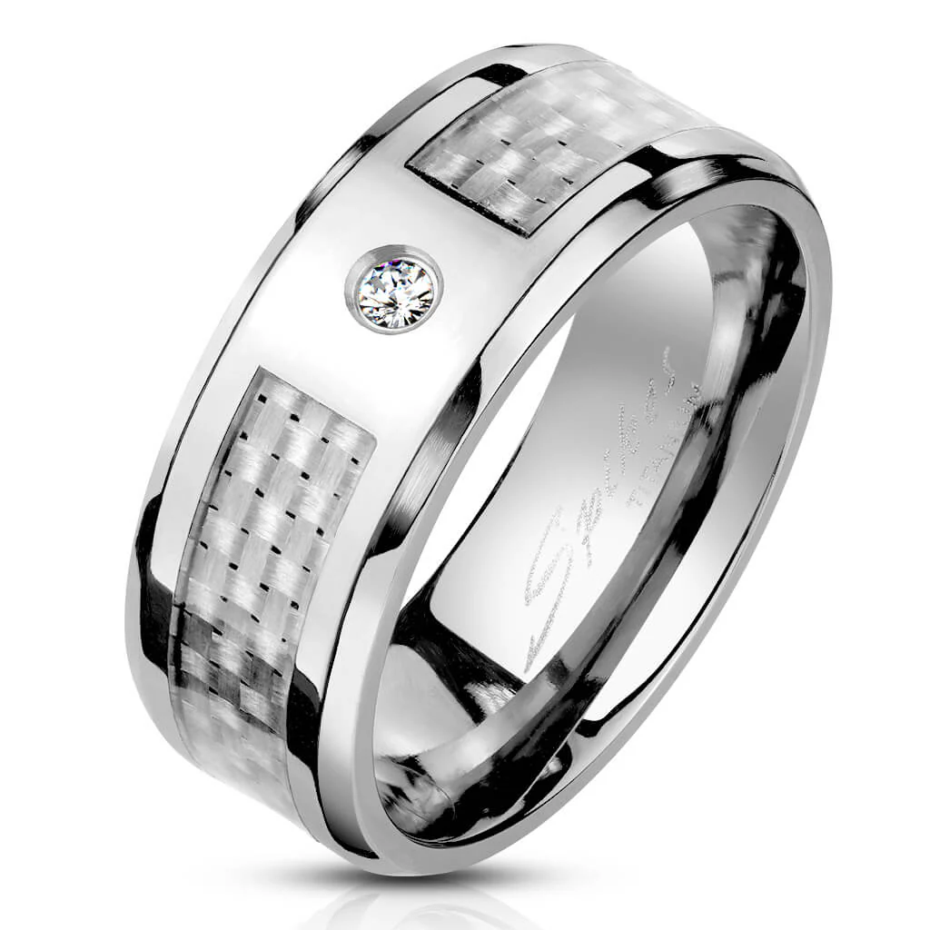 Titan Fingerring Karbon Zirkonia Silber - Image 2
