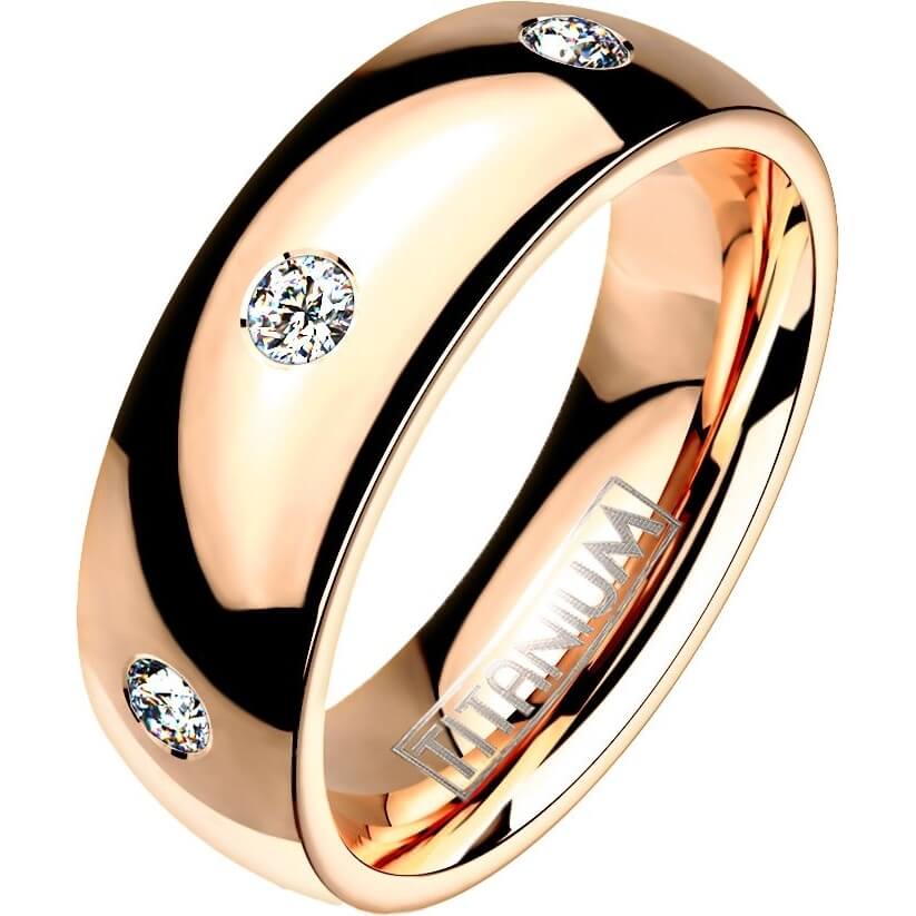 Titan Fingerring Zirkonia Roségold