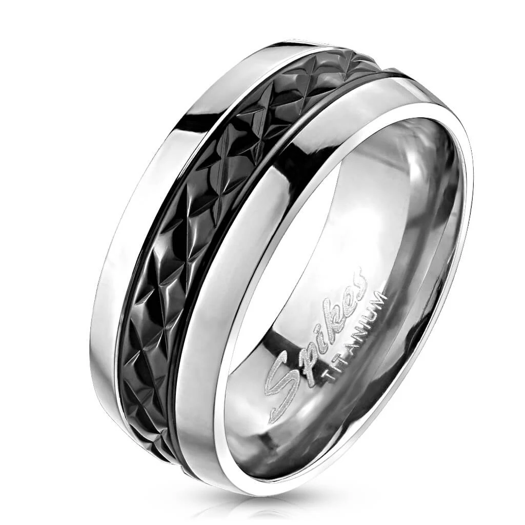 Titan Fingerring Schwarz Silber - Image 2