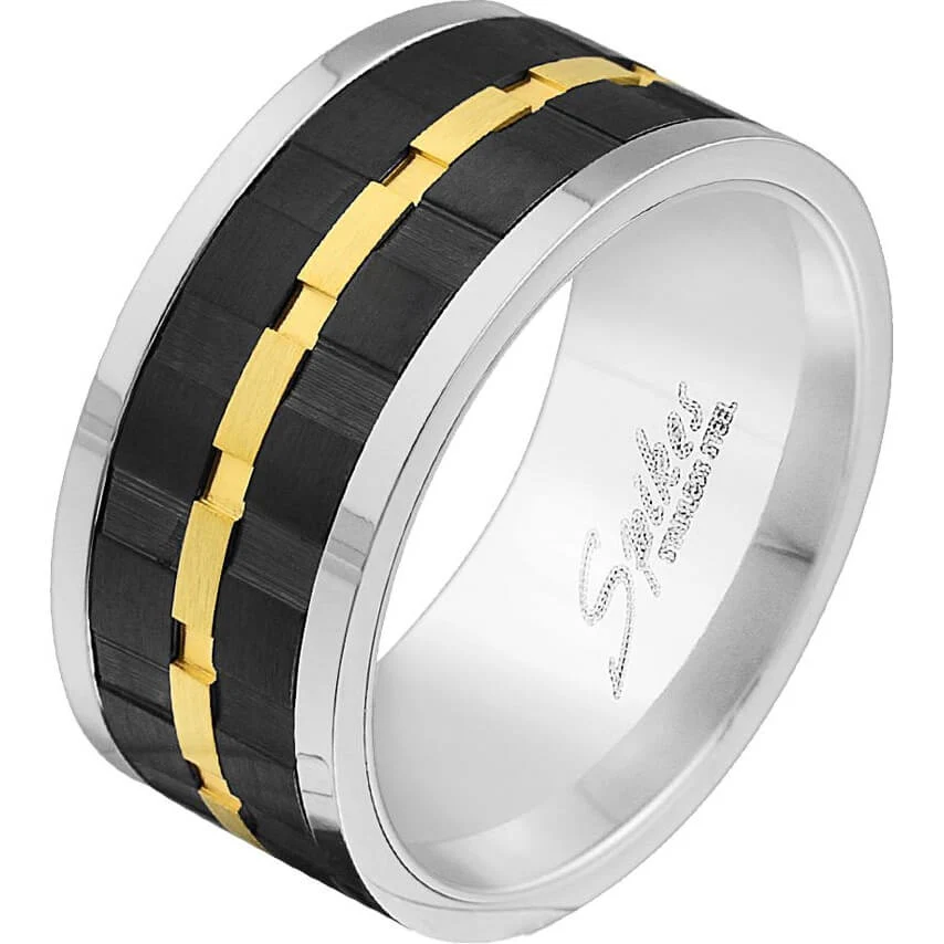 Titan Fingerring Schwarz Silber Gold