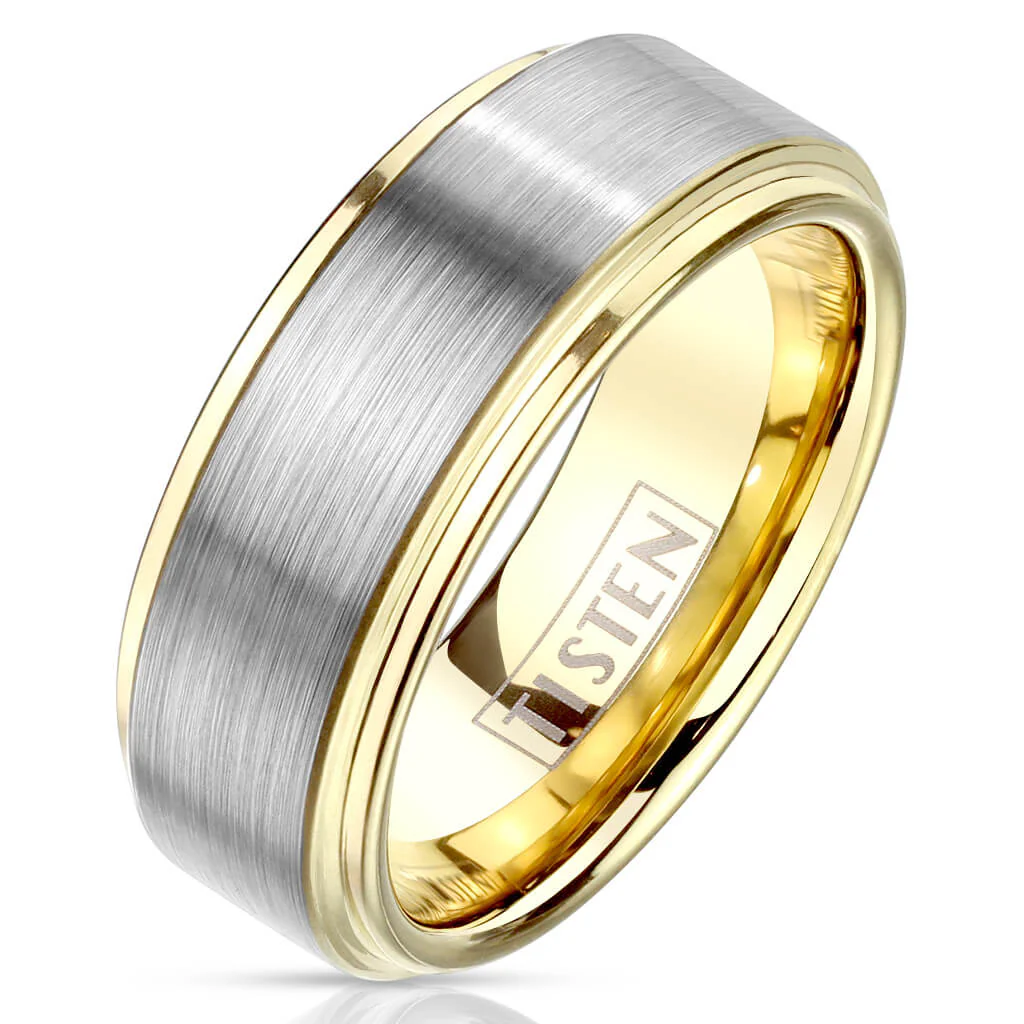 Fingerring Gebürstet Gold Silber - Image 2